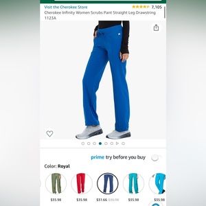 Cherokee Infinity Royal blue scrub pants SMALL PETITE